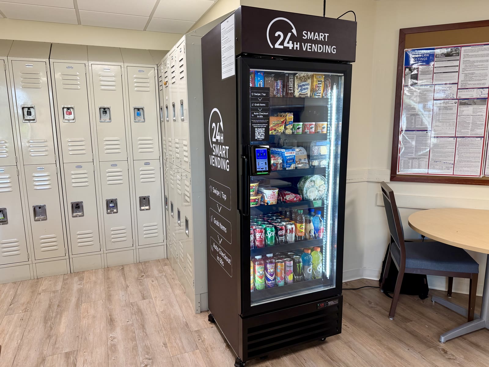 LevelUp installation in a locker-area breakroom, view 3